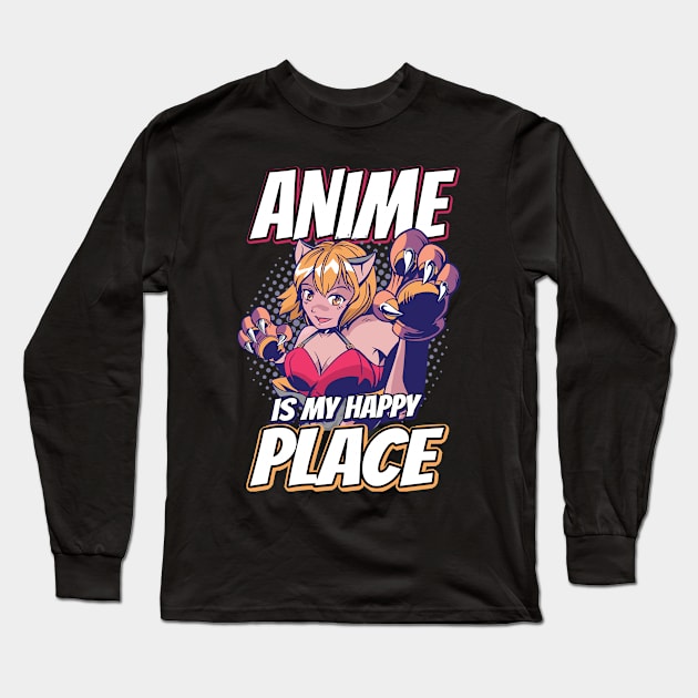 Anime Is My Happy Place Otaku Gift Anime Long Sleeve T-Shirt by TheTeeBee
